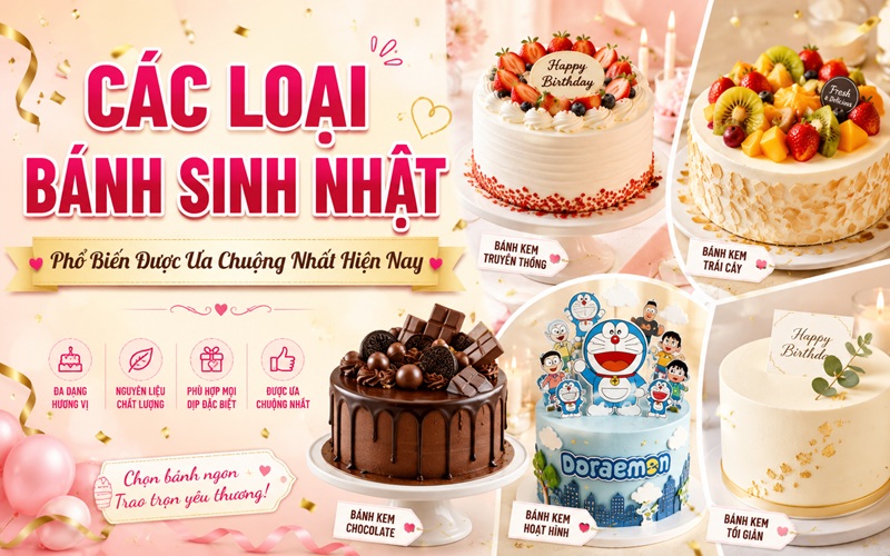 các loại bánh sinh nhật phổ biến